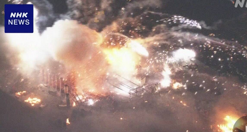 【中継】横浜 花火大会会場で打ち上げ台船炎上 花火暴発も