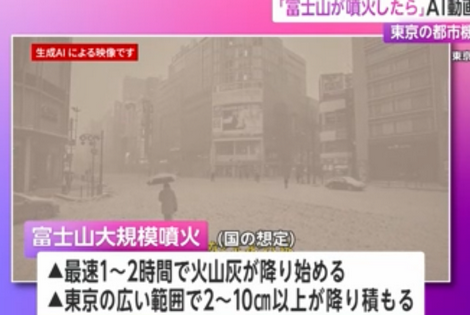 【AI】もし「富士山が噴火したら」東京はどうなるのか… 東京都がAI動画を公開