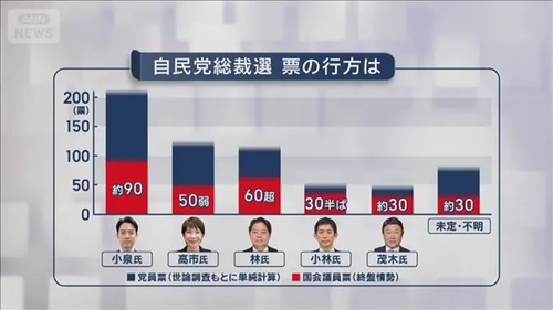 総裁選、いよいよ明日　決選投票「小泉・高市」or「小泉・林」