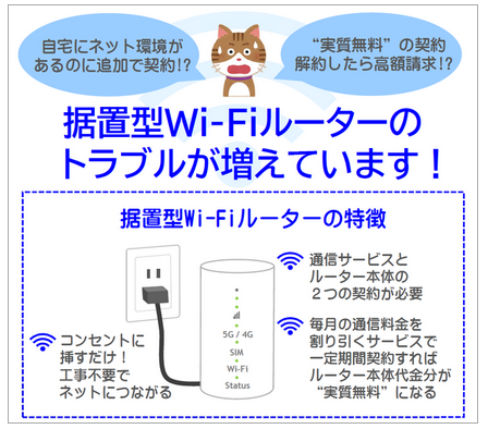 “実質無料”の据置型Wi-Fiルーターに注意！ 国民生活センターが事例紹介
