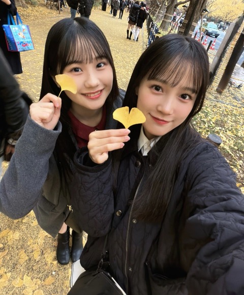 【髪ﾂﾔﾂﾔ】河西結心＆土居楓奏、2人でお出かけショットが可愛い！