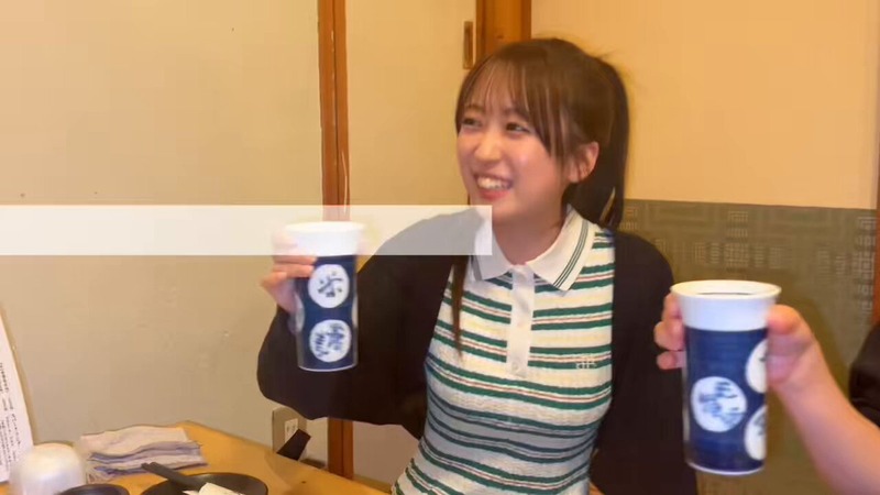 【 渡部愛加里】撮影後の打ち上げで乾杯の音頭をとる愛加里さん