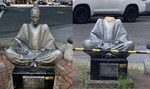 8月に名古屋の豊臣秀吉像の首が折られる…　ネトウヨ「秀吉に恨みがある朝鮮人の仕業だー！」→愛媛県警の警察官が犯人でした