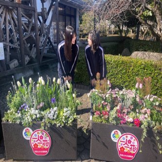 【HKT48の福岡撮影中】#森﨑冴彩 #安井妃奈 が フラワーポット作りに挑戦