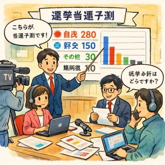 【悲報】報道各社の推定獲得議席（衆院選情勢）が出揃うｗｗｗ