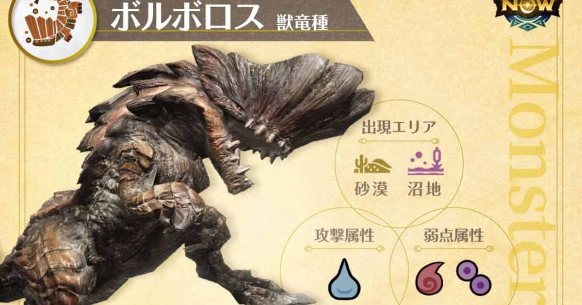 【MHNow】ボルボって何で水属性なのに無属性調査ででてくるんだ